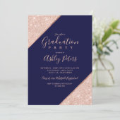 Invitation parties scintillant d'or rose marine bleu typograp (Debout devant)