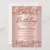 Invitation Parties scintillant d'or Rose métallique moderne 7 (Devant)
