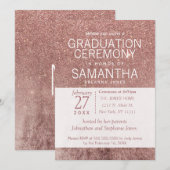 Invitation Parties scintillant d'or Rose moderne fille diplôm (Devant / Derrière)