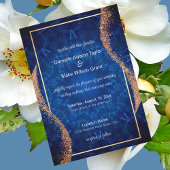 Invitation Parties scintillant d'or Rose moderne, Mariage ble