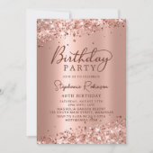 Invitation Parties scintillant d'or Rose moderne métal huile (Devant)