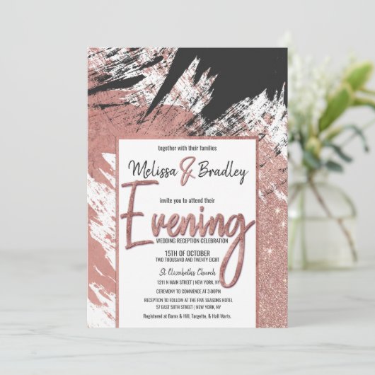 Invitation Parties scintillant d'or Rose moderne Noir Brosse  (Debout devant)