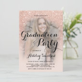 Invitation Parties scintillant d'or rose moderne ombre gradua (Debout devant)