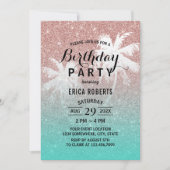 Invitation Parties scintillant d'or Rose moderne Tropical Ann (Devant)