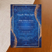 Invitation Parties scintillant d'or rose Motif bleu marine Ma