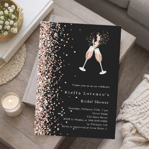 Invitation Parties scintillant d'or rose noir applaudissement