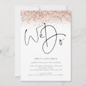 Invitation Parties scintillant d'or rose Nous faisons QR Mari (Devant)