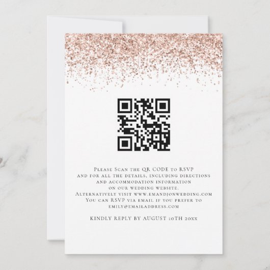 Invitation Parties scintillant d'or rose Nous faisons QR Mari (Dos)