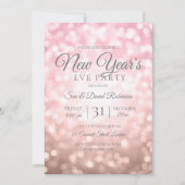 Invitation Parties scintillant d'or rose Nouvel An Eve Party  (Devant)