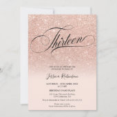 Invitation parties scintillant d'or rose ombre chic script ro (Devant)