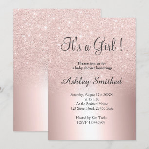 Invitation parties scintillant d'or Rose ombre métallique bab