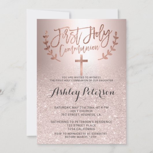 Invitation parties scintillant d'or rose ombre métallique pre (Devant)