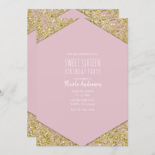 Invitation Parties scintillant d'or rose pâle Flakes Glam Swe