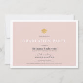 Invitation Parties scintillant d'or rose pâle Simple Graduati (Devant)