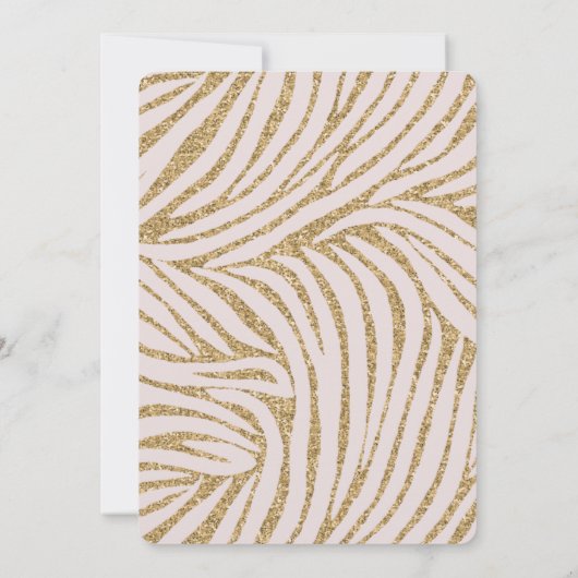 Invitation Parties scintillant d'or rose pâle Zebra Animal An (Dos)