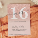 Invitation parties scintillant d'or rose pastel rose pâle Swe<br><div class="desc">parties scintillant d'or rose pastel rose pastel script calligraphie typographie douce invitation de fête de 16 ans.Parfait pour une soirée sweet sixteen moderne et élégante.</div>