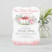 Invitation Parties scintillant d'or Rose petit Citrouille aut (Debout devant)