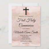 Invitation Parties scintillant d'or Rose Première Première co (Devant)