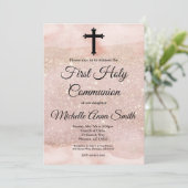 Invitation Parties scintillant d'or Rose Première Première co (Debout devant)