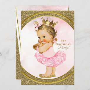 Invitation Parties scintillant d'or rose Princesse Vintage Ba