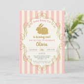 Invitation Parties scintillant d'or rose Quelques Bunny Invit (Debout devant)
