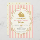 Invitation Parties scintillant d'or rose Quelques Bunny Invit (Devant / Derrière)