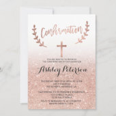 Invitation parties scintillant d'or Rose rose ombre blanc con (Devant)