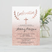Invitation parties scintillant d'or Rose rose ombre blanc con (Debout devant)
