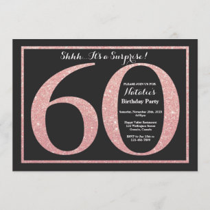 Invitation Parties scintillant d'or rose Rose surprise 60e an