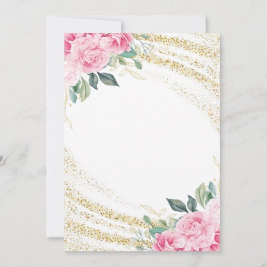 Invitation Parties scintillant d'or Rose rose Vingt-dixième a (Dos)