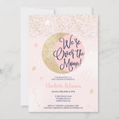 Invitation Parties scintillant d'or rose sur le baby shower d (Devant)