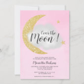 Invitation parties scintillant d'or rose sur le baby shower d (Devant)