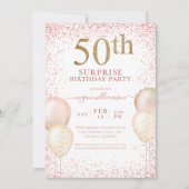 Invitation Parties scintillant d'or rose Surprise 50e anniver (Devant)