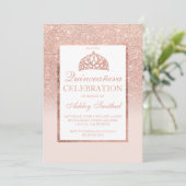 Invitation parties scintillant d'or rose tiara élégant chic Q (Debout devant)