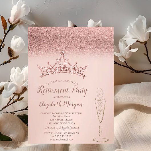 Invitation Parties scintillant d'or rose Tiara Vin de verre r