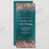Invitation Parties scintillant d'or rose Turquoise Blue Foil  (Devant / Derrière)