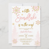 Invitation Parties scintillant d'or rose Un petit Baby shower (Devant)
