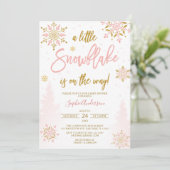 Invitation Parties scintillant d'or rose Un petit Baby shower (Debout devant)