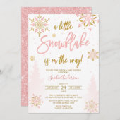 Invitation Parties scintillant d'or rose Un petit Baby shower (Devant / Derrière)