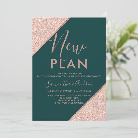 Invitation parties scintillant d'or rose vert émeraude mariag (Debout devant)