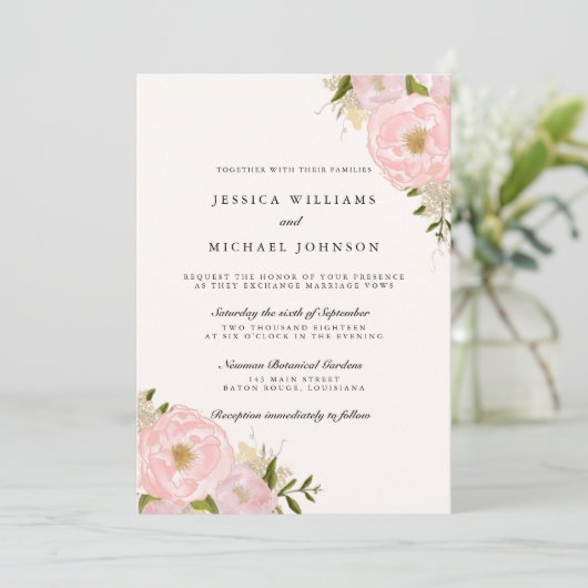 Invitation Parties scintillant d'or rose vif Peony Mariage In (Debout devant)