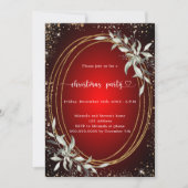 Invitation Parties scintillant d'or rouge verdure fête de Noë (Devant)