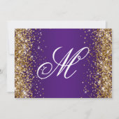 Invitation Parties scintillant d'or Royal violet Monogramme 5 (Dos)