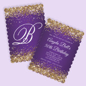 Invitation Parties scintillant d'or Royal violet Monogramme 5