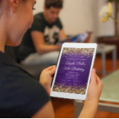 Invitation Parties scintillant d'or Royal violet Monogramme 5