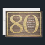 Invitation Parties scintillant d'or Rustic 80th Birthday Invi<br><div class="desc">Invitation Rustique du 80e anniversaire. Invitation de la fête d'anniversaire de la Parties scintillant noire et d'or avec Arrière - plan de bois rustique. Anniversaire surprise. Anniversaire adulte. Fête Anniversaire Bash.
Pour plus de personnalisation,  cliquez sur le bouton "Customiser" et utilisez notre outil de conception pour modifier ce modèle.</div>