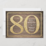 Invitation Parties scintillant d'or Rustic 80th Birthday Invi<br><div class="desc">Invitation Rustique du 80e anniversaire. Invitation de la fête d'anniversaire de la Parties scintillant noire et d'or avec Arrière - plan de bois rustique. Anniversaire surprise. Anniversaire adulte. Fête Anniversaire Bash.
Pour plus de personnalisation,  cliquez sur le bouton "Customiser" et utilisez notre outil de conception pour modifier ce modèle.</div>