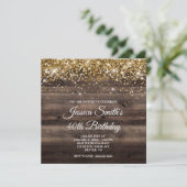 Invitation Parties scintillant d'or Rustic Bister Bois Brown  (Debout devant)