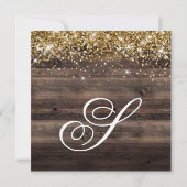 Invitation Parties scintillant d'or Rustic Bister Bois Brown  (Dos)