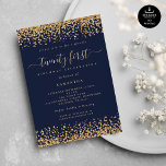 Invitation Parties scintillant d'or Script Marine Blue Glam 2<br><div class="desc">Élégant Parties scintillant d'or Script Navy Blue Glam 21st Party. Disponible numériquement et imprimé. Un peu pétillant pour célébrer votre vingt et unième anniversaire, une fausse bordure de parties scintillant est de chaque côté, haut et bas, sur un arrière - plan de marine classique, et vingt et unième est dans...</div>